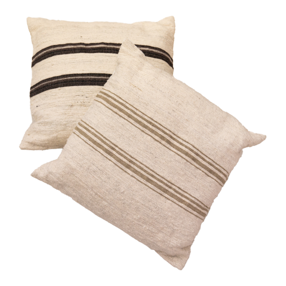 Pillow Pendra white with sand striped 50x50 sideview