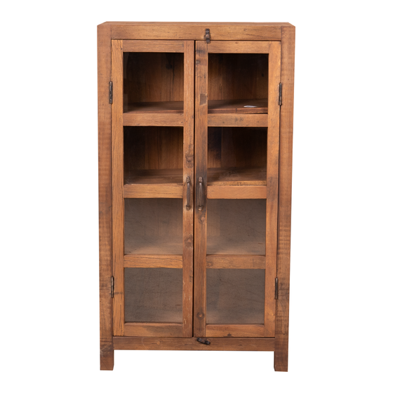 Glass cabinet Bassano wood small 2drs 60x30x109 sideview