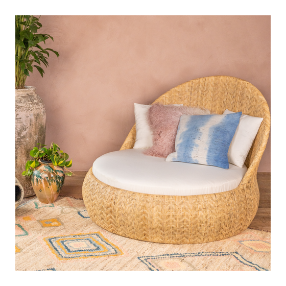 Bank rattan rond sideview