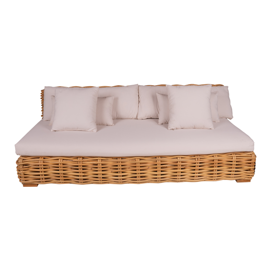 Sofa rattan with cushion 250x100x36 sideview
