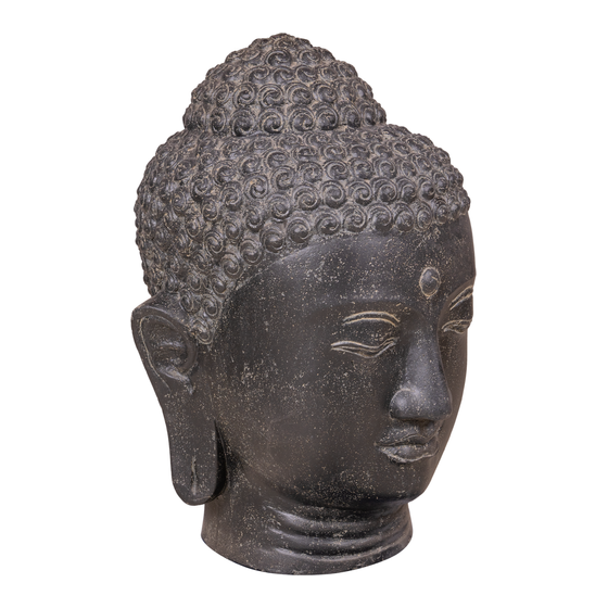Boeddha hoofd steen zwart 48x47x75
