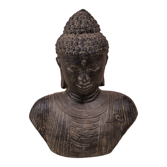 Buddha bust stone black 32x16x40 sideview