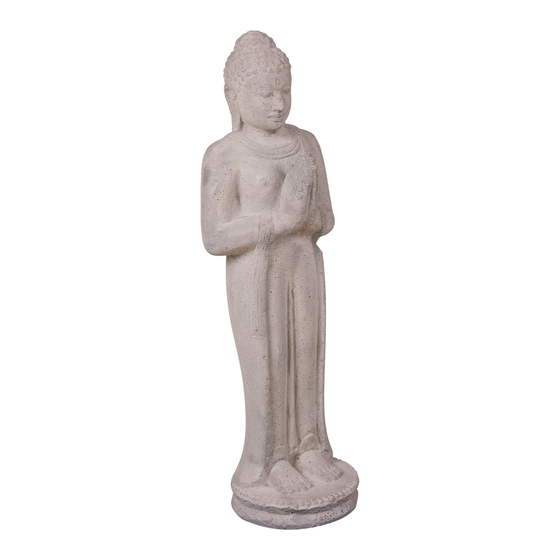 Buddha standing greeting stone grey 25x22x81