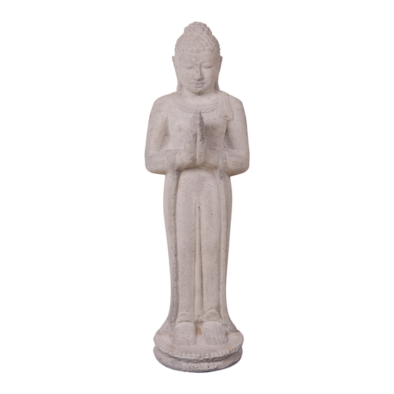 Buddha standing greeting stone grey 25x22x81 sideview