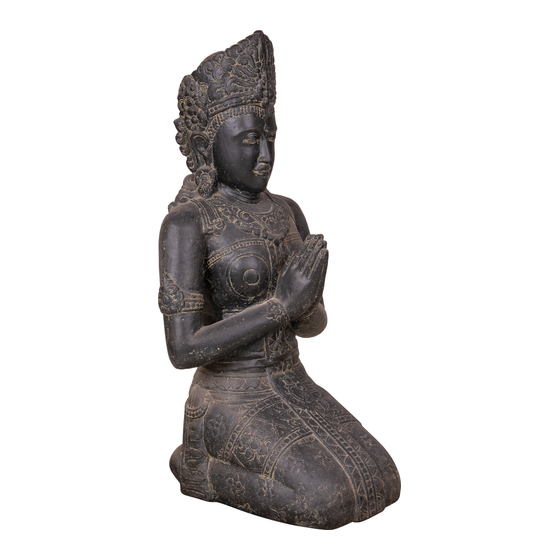 Statue Dewi kneeling stone black 67x60x123