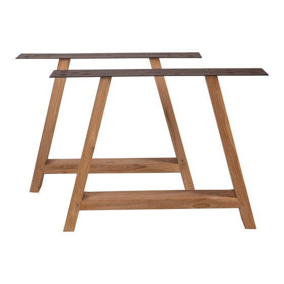 Table base trapezium wood SET2 sideview
