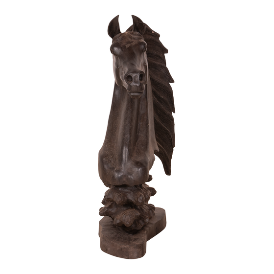 Horse head on stand black sideview