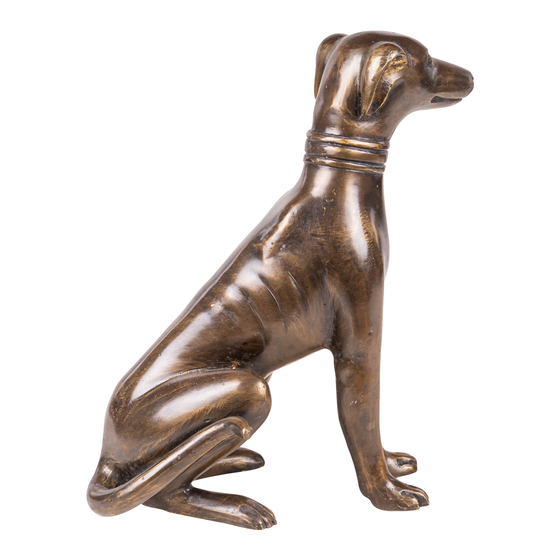 Dog bronze sitting sideview
