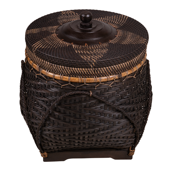 Basket witl lid Lombok weaving dark brown