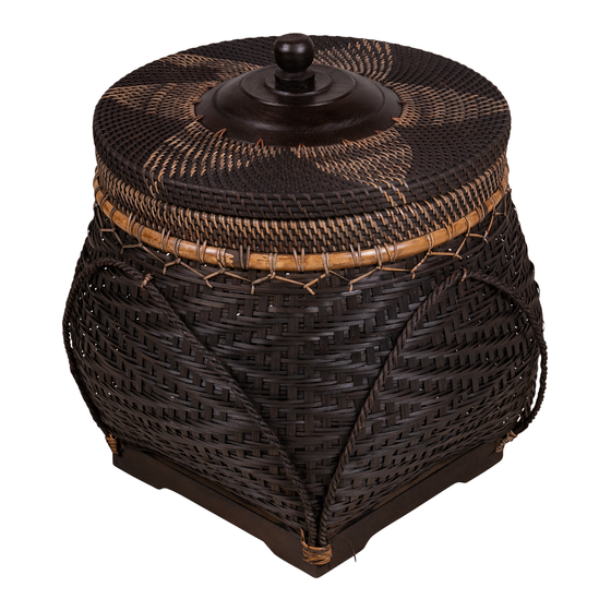 Basket witl lid Lombok weaving dark brown sideview