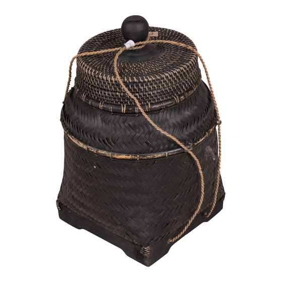 Basket with lid Lombok weaving black