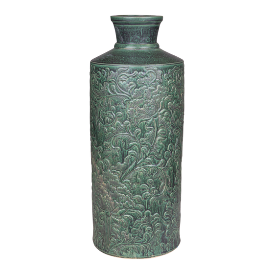 Vase cylinder flower print green