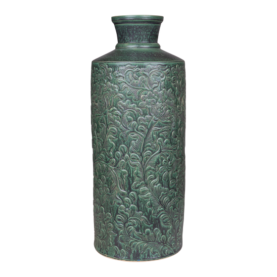Vase cylinder flower print green sideview