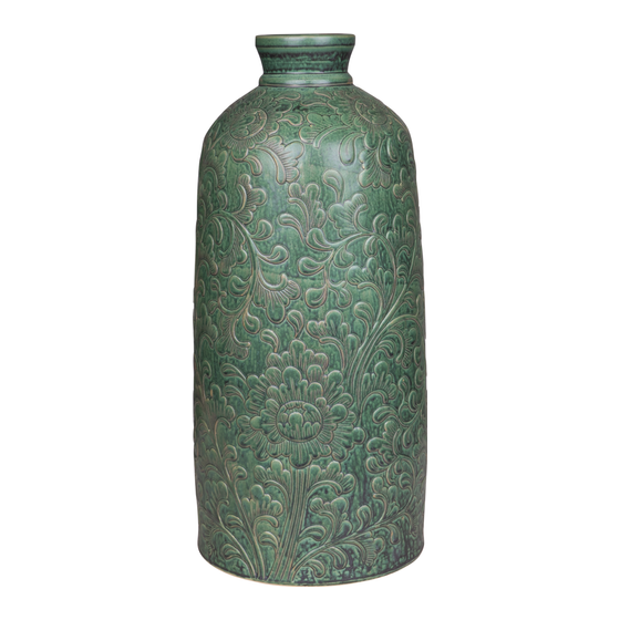 Vase cylinder flower print green