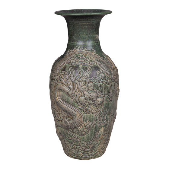 Vase dragon print large green