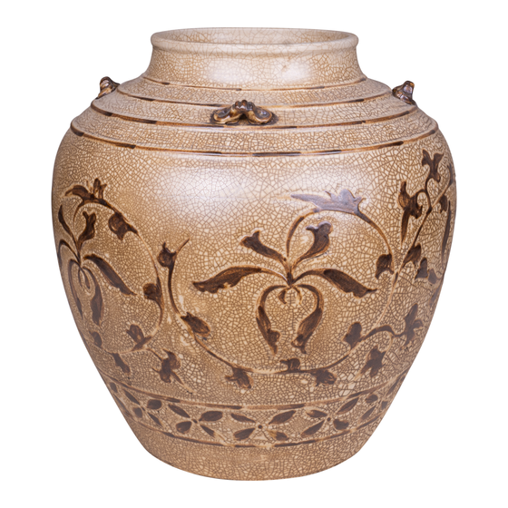 Pot with print cream sideview