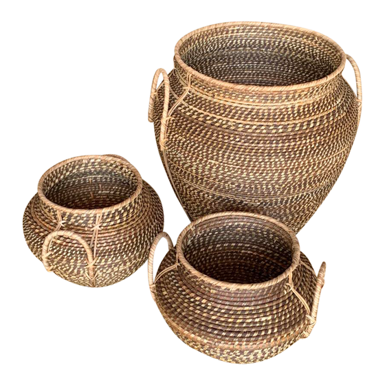 Basket Piola rattan with handles SET OF 3