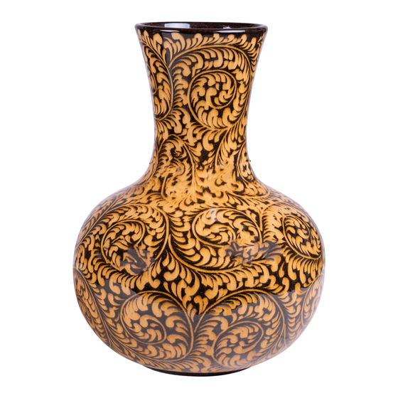 Vase black with  off white paisley pattern Ø30x39