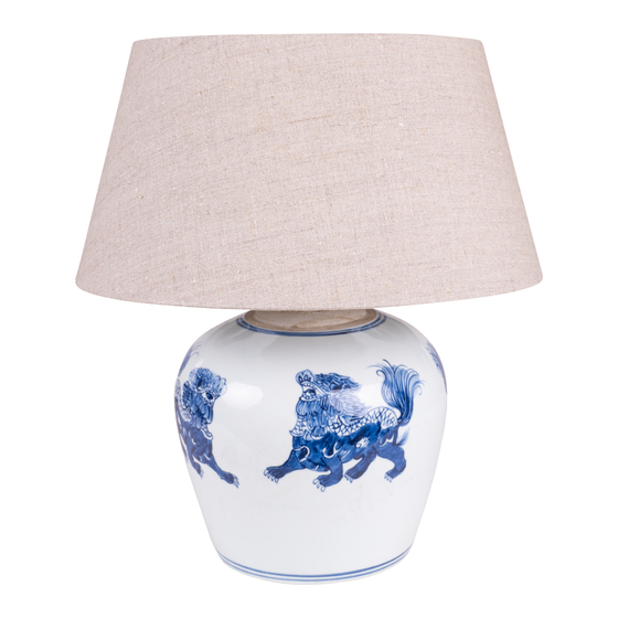 Lampvoet Fudog blauw wit 22x22 sideview