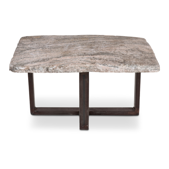 End table iron base w/stone top sideview