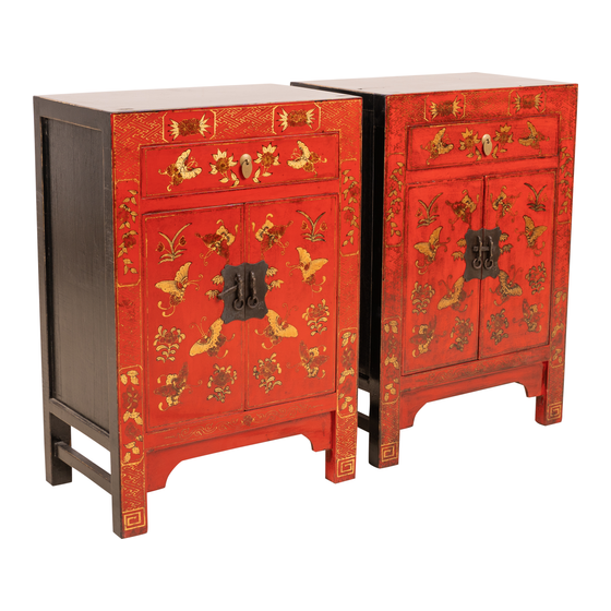 Night stand red gold lacquer SET OF 2 58x37x85