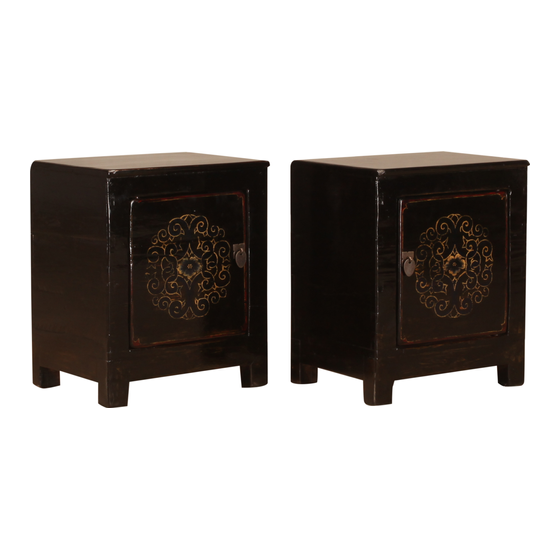 Night Stand lacquer black painting 1dr SET of 2 45x35x53