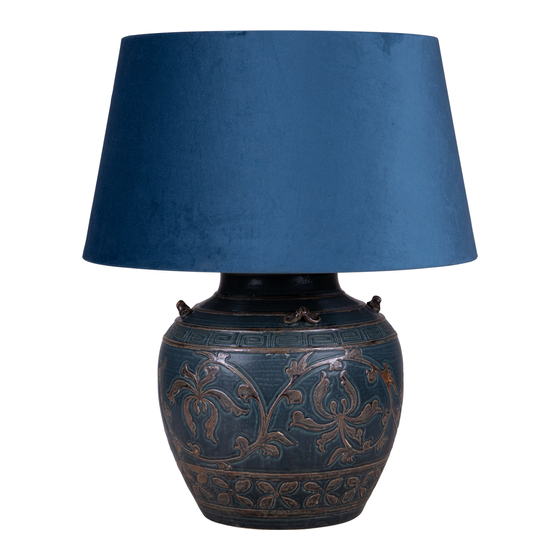 Lampvoet met print blauw