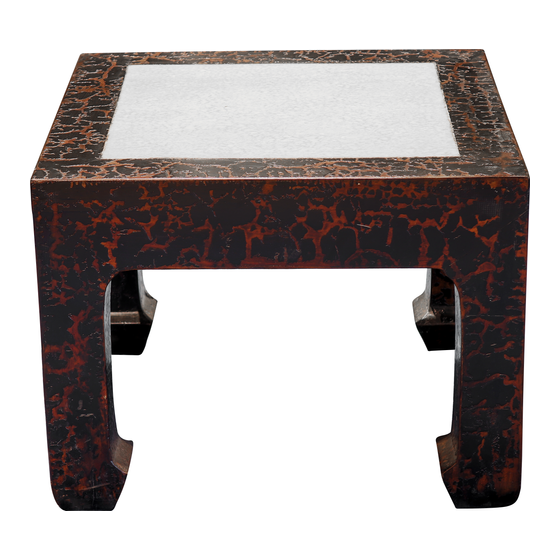Coffee table square brown/black with stone sideview