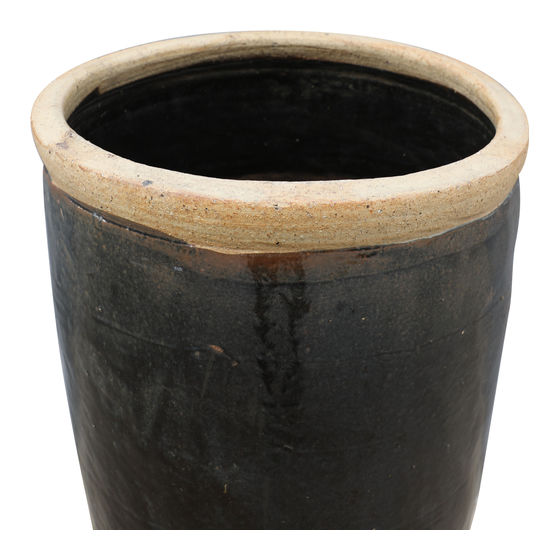 Pot black with unglazed edge Ø54x91 sideview