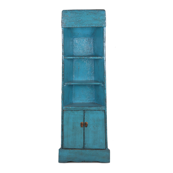 Kast hout blauw sideview