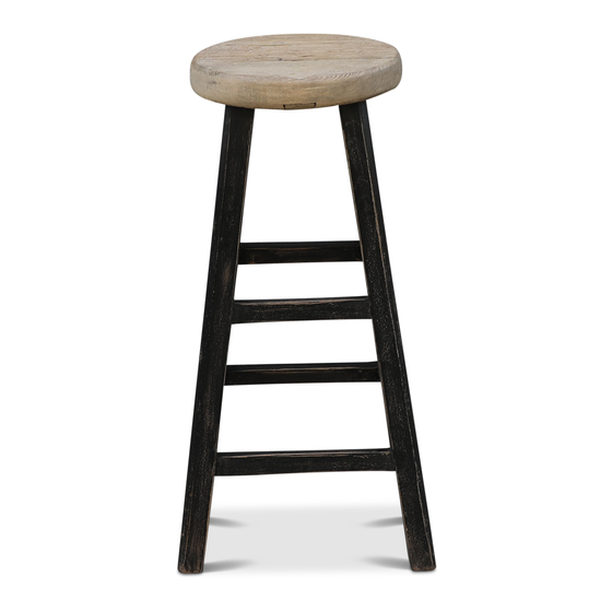 Stool round wood sideview