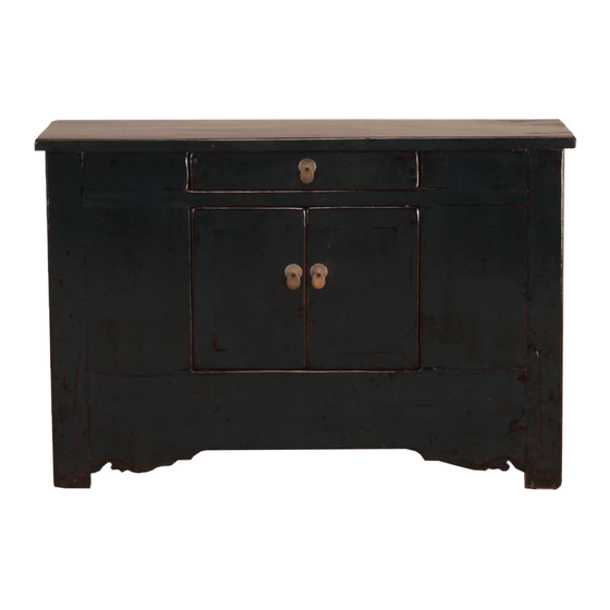 Cabinet lacquer blue 2 doors 1 drawers sideview