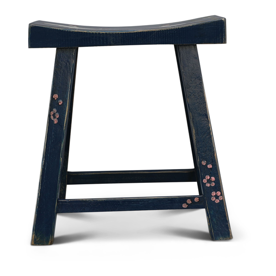 Stool wood blue sideview