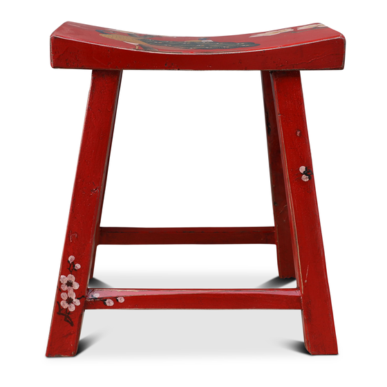 Stool wood red sideview