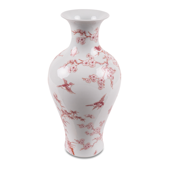 Vase porcelain white and pink sideview