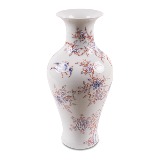 Vase porcelain white and blue