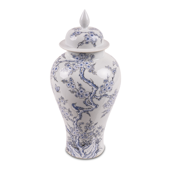 Vase porcelain white and blue sideview