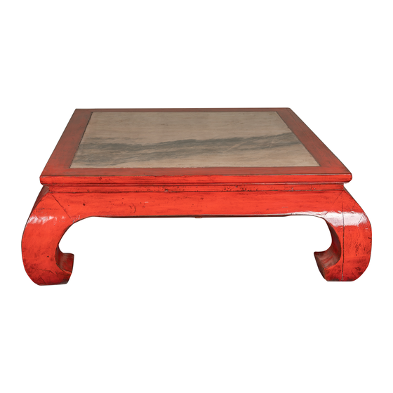 Coffee table red lacquer 135x135x47 sideview