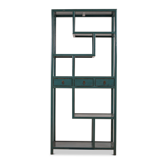 Kast turquoise lak 90x38x200 sideview