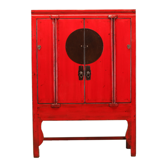 Cabinet lacquer red 2drs 130x50x195 sideview