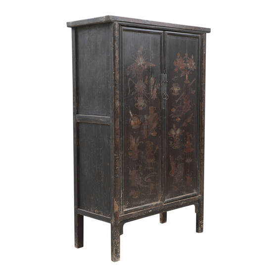 Cabinet wood black with painting 2drs 127x54x195