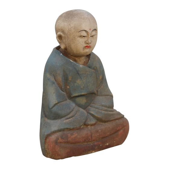 Boeddha hout blauw 16x10x24