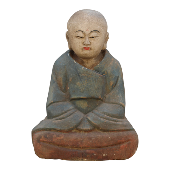 Boeddha hout blauw 16x10x24 sideview