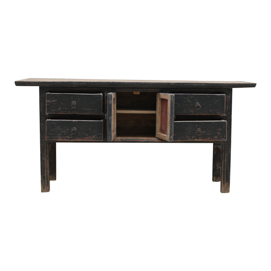 Console table black 4drwrs 2drs 178x42x85 sideview