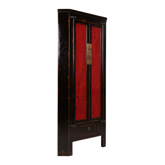 Cabinet lacquer red black 2drs 90x60x185