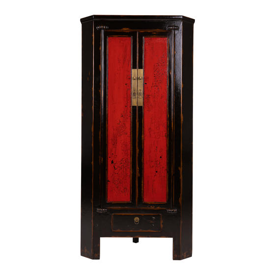 Cabinet lacquer red black 2drs 90x60x185 sideview
