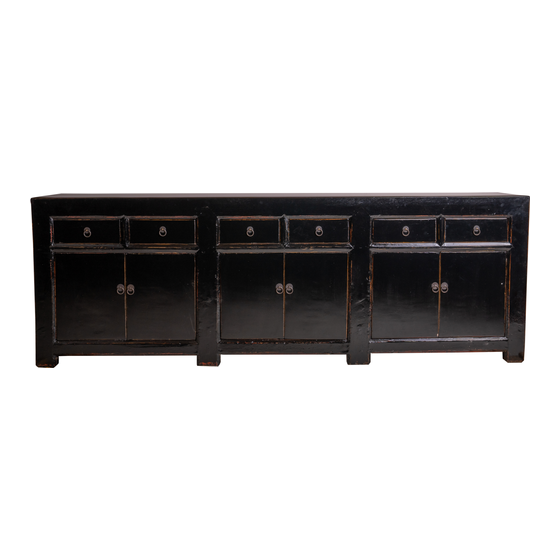 Sideboard lacquer black 6drs 6drws 240x44x83 sideview