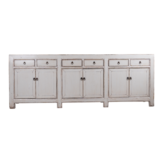 Sideboard lacquer white 6drs 6drws 256x42x82 sideview