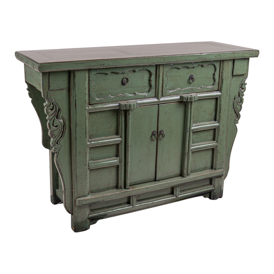 Sideboard lacquer green carved 2drws 2drs 127x45x90