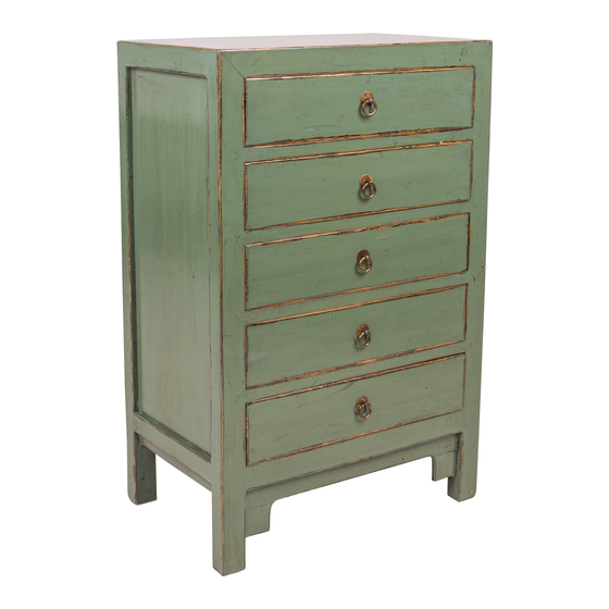 Chest of drawers lacquer green 5drws 63x40x97